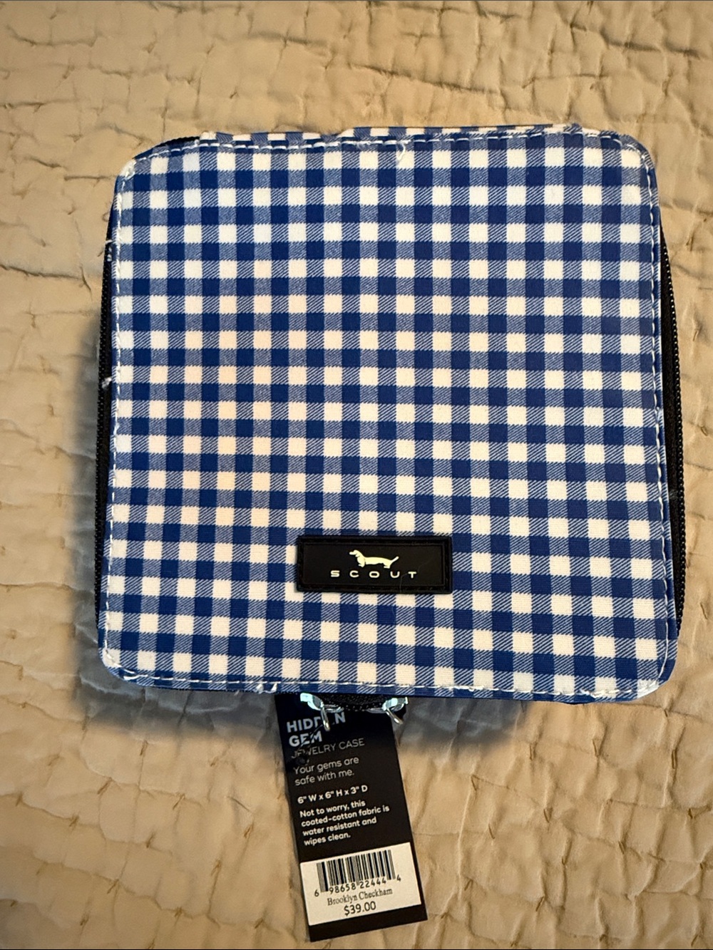 Scout Blue and White Gingham Cosmetic Pouch